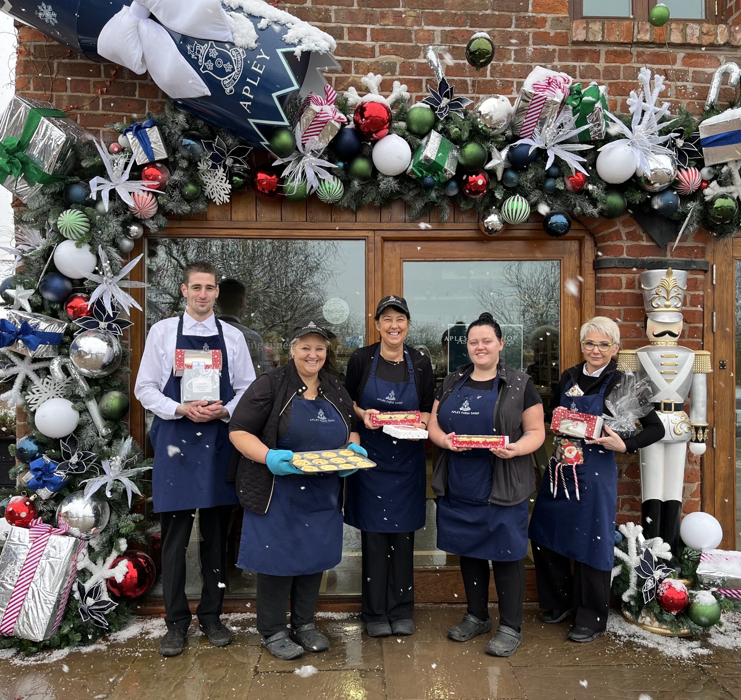 Oli Morris, Sharon Taylor, Karen Johnson, Leah Taylor, and Rachel Banks from the cafe and bakery at Apley